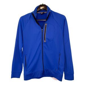 Gap Fit Dry Jacket Royal Blue Black Nylon Fleece Lined Full Zip M